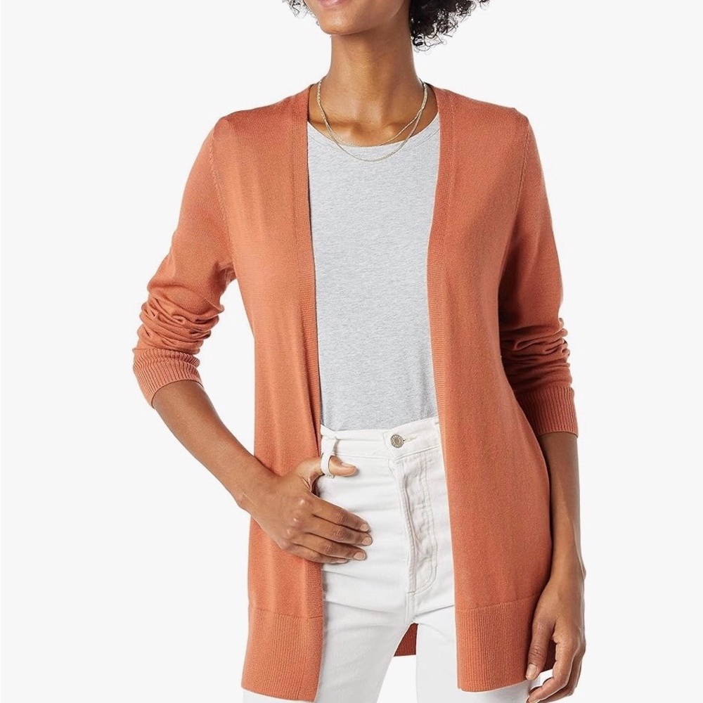 Open-Front Women's Cardigan Sweater in Rust